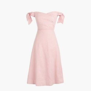 J.CREW Pink Off The Shoulder Seersucker Dress w/ Ties Size 2